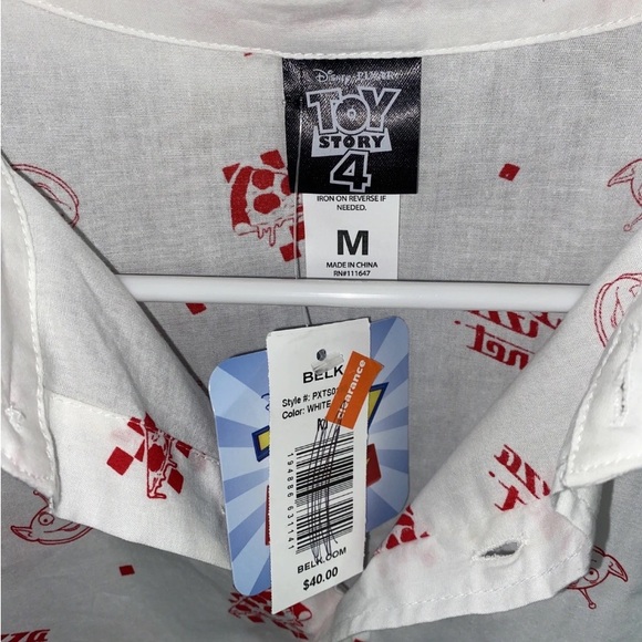 Disney Pizza Planet White and Red Men's Casual Shirt - Picture 3 of 4